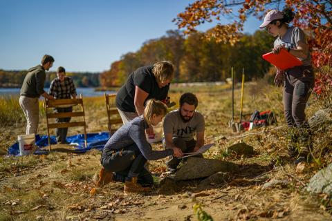 UNH anthropology students digging in Great Bay